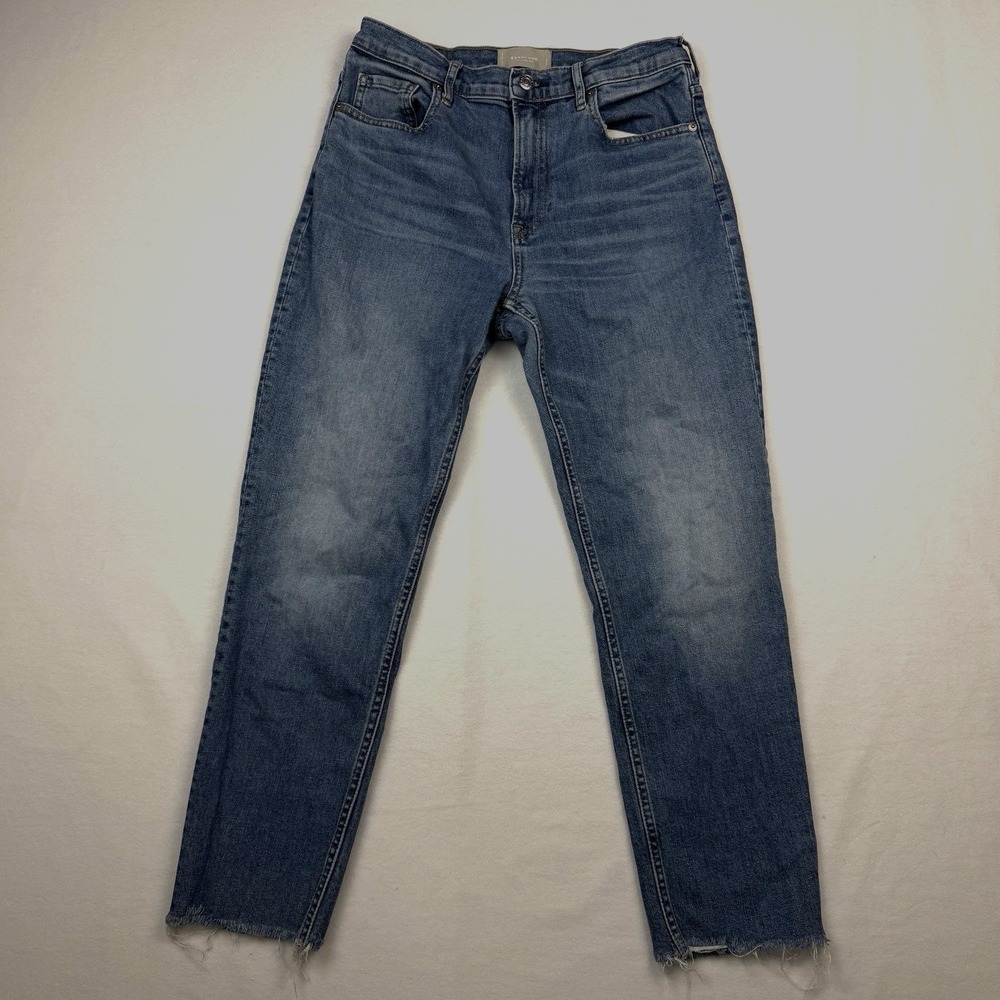 Everlane The Cheeky Jeans Size 29 High Rise Crop Raw Hem Blue Denim